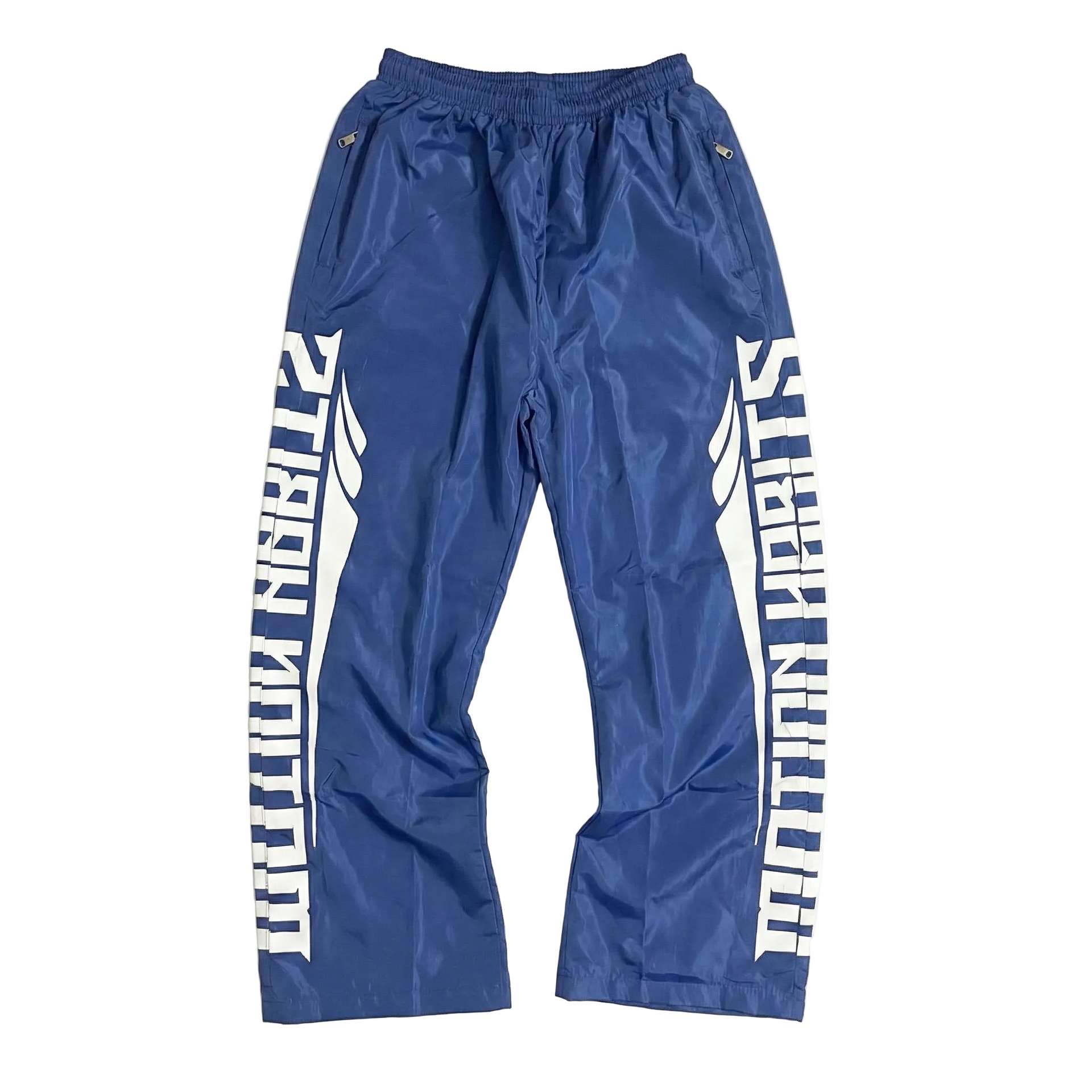 Blue Nylon Track Pants