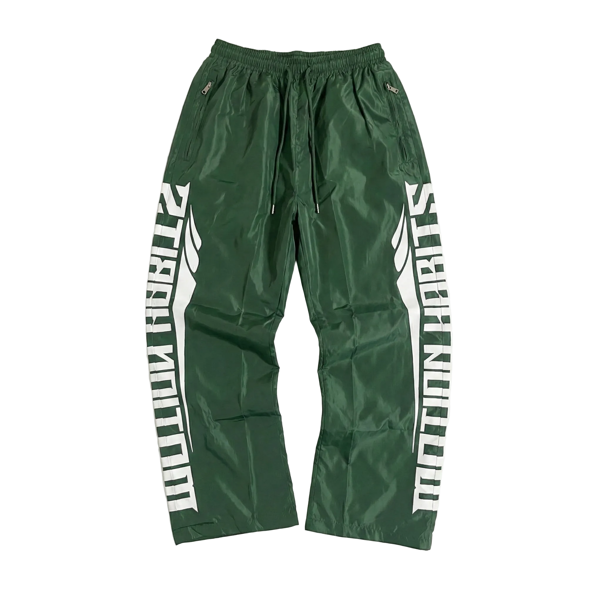 Green Nylon Track Pants